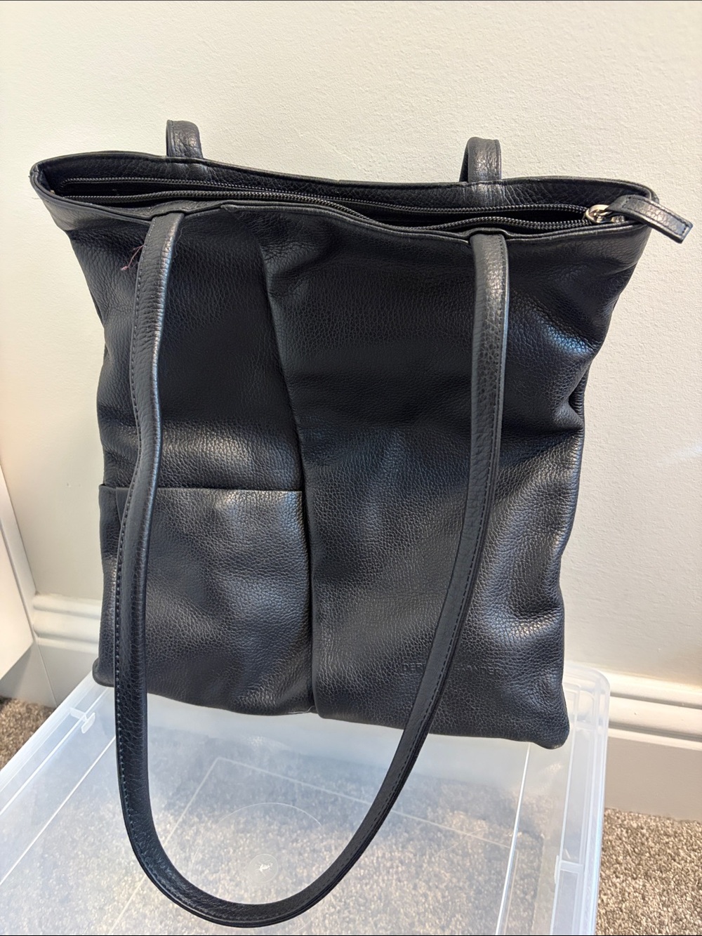 Derek Alexander. Black Leather Tote Bag